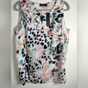 Apt.9 (Size L) Multicolored Animal Print Side Drape Layer Tank Blouse (NEW-NWT)